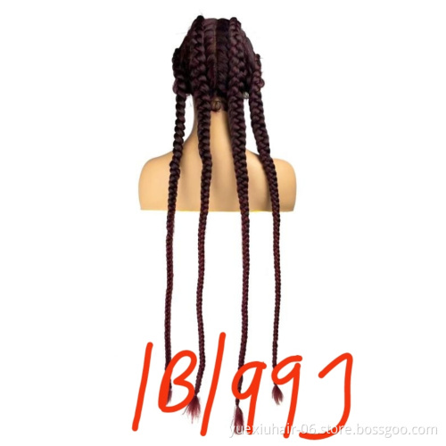 African Glueless Box Braids Wig Women Tresse Cornrow Baby Hair Remy Lace Braided Wig